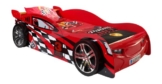 Rotes Rennwagenbett von Vipack mit Kunststoffront und Reifen